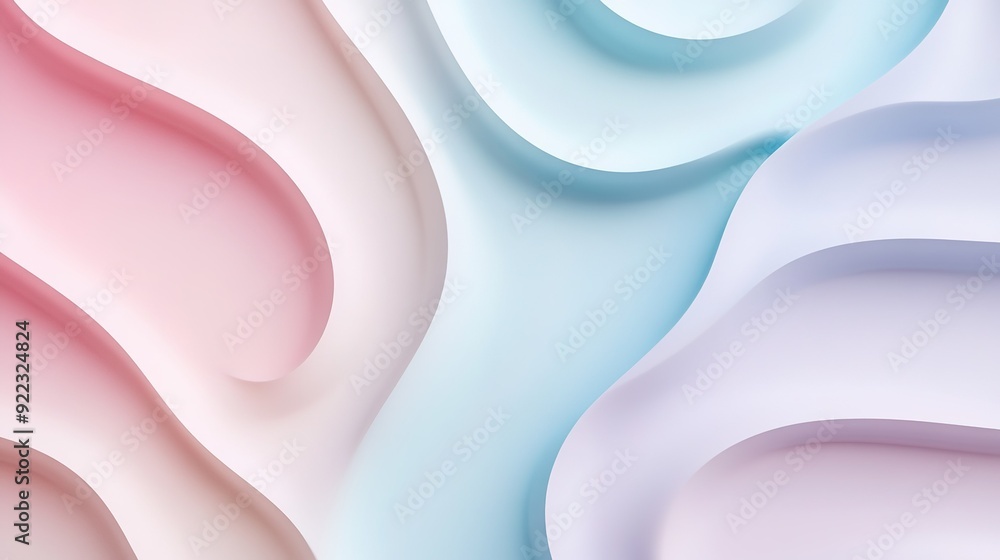 Poster soft undulating shapes in pastel colors create a calming modern design backdrop