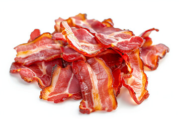 Bacon slices isolated on white background.