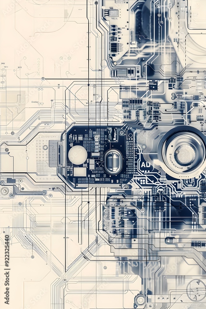 Poster abstract technology background with circuit board pattern.