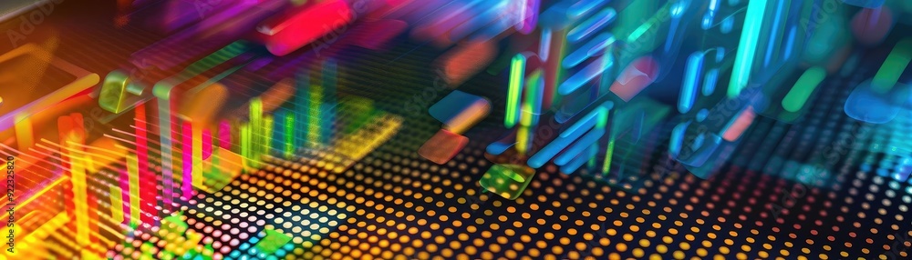 Poster dynamic abstract background featuring vibrant colors and glowing patterns, ideal for tech and creati