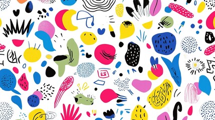 Colorful abstract patterns with shapes and designs on a white background