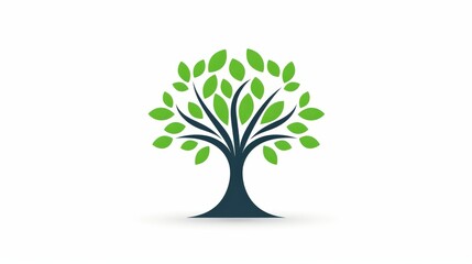 Fototapeta premium A stylized tree graphic featuring green leaves and a dark trunk, symbolizing nature and growth.