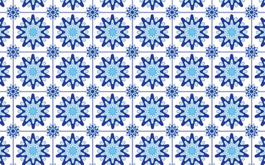 seamless pattern with flowers, Decorative mosaic flower blue color seamless pattern.