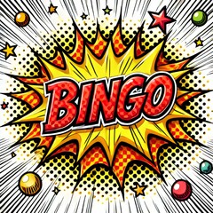 Fototapeta premium A vibrant and energetic pop art-style image featuring the word 