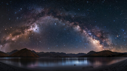 Fototapeta premium milky way galaxy over mountains 