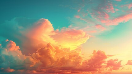 Vibrant clouds at sunset over a serene landscape
