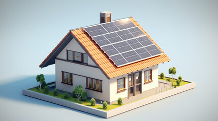 Naklejka premium house with panels on roof