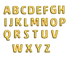 3d golden alphabet set , luxury shiny and glowing letters, 4k design element
