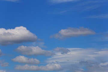 Blue sky with white clouds in the daytime background.