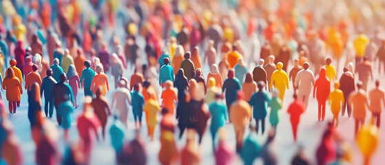 Abstract Crowd of Colorful Figures Walking Together  A Concept of Diversity and Unity, Abstract Crowd of Colorful Figures Walking Together  A Concept o