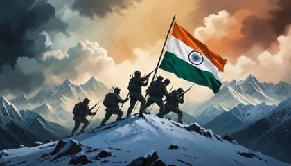 Kargil vijay diwas illustration banner or poster. 26 july. happy independence day post.