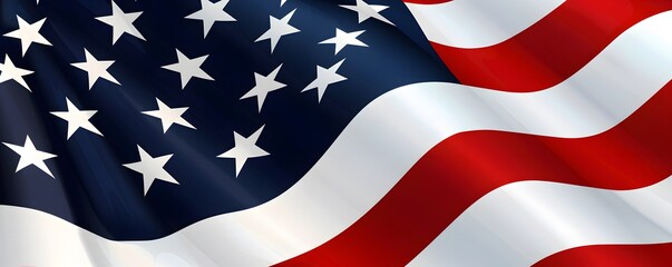 Close-up of a Waving American Flag with Stars and Stripes