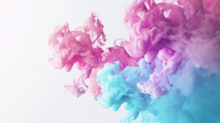 Fototapeta premium Mesmerizing Psychedelic Smoke Art: Vibrant Colors and Abstract Patterns on a Pure White Canvas