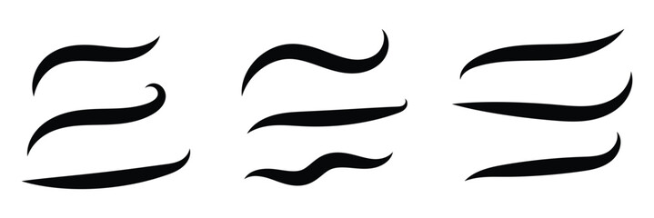 Hand drawn collection of curly swishes, swashes, swoops. Calligraphy swirl. Highlight text elements. Vector illustration in eps 10.