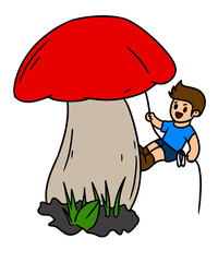 climbing a mushroom