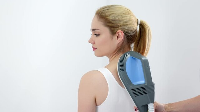 Close-up of a high-inductive magnetotherapy device on a light background. Showcasing advanced technology for effective pain relief and healing, perfect for wellness and medical settings.