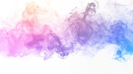 Mesmerizing Psychedelic Smoke Art: Vibrant Colors and Abstract Patterns on a Pure White Canvas