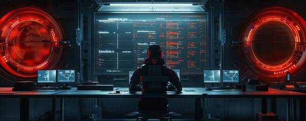 A robot guarding a vault of digital assets, futuristic, dark tones, high detail