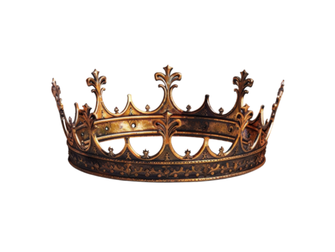 Ornate Golden Crown Isolated Without Background for Royalty Designs.