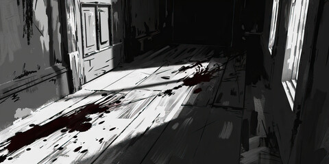 The scene of the crime, painted in hues of black and white, innocence lost forever.