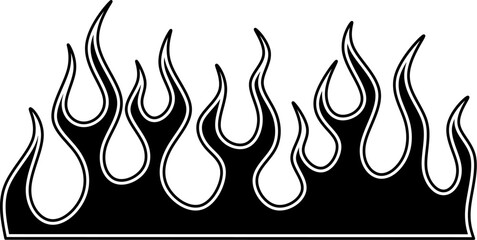Flames vector icon illustration. Black flames background. Flames tribal tattoo