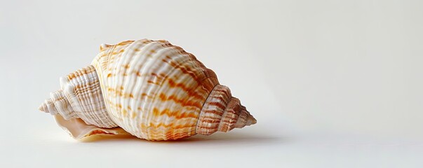 Obraz premium Minimalist beachcombing, single shell, clean white background