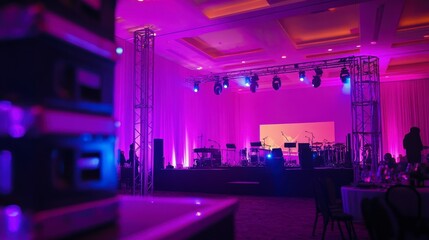 Dynamic Product Launch Event with Stage, Innovative Product Displays, and Engaged Audience