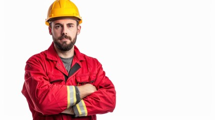 Construction worker, identifiable by his hard hat and high-visibility jacket