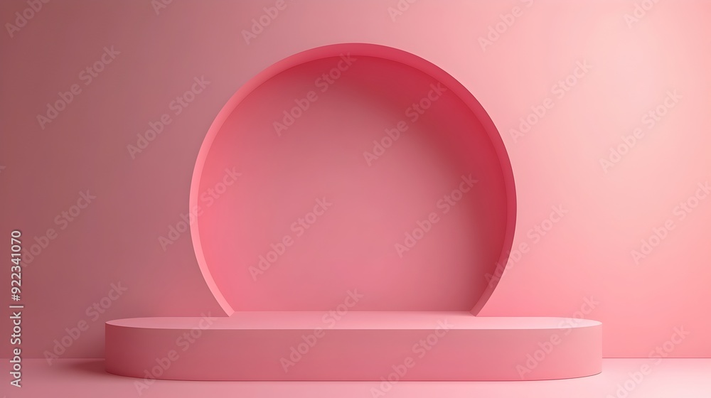 Poster pink minimalistic 3d geometric sphere platform background for product display