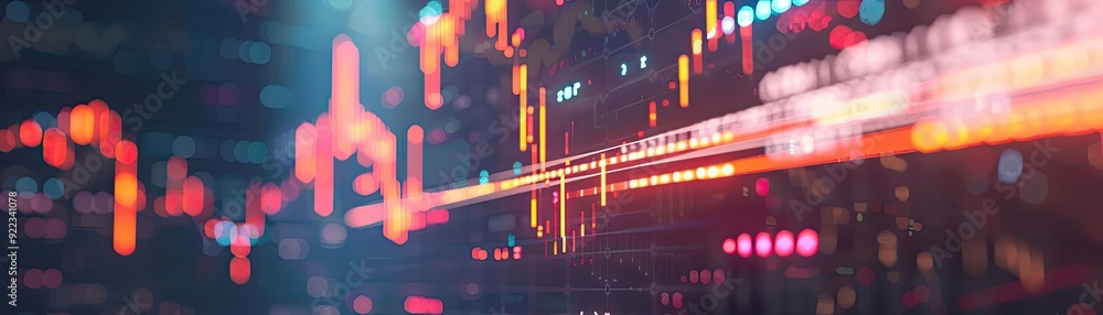 Aufkleber Abstract digital background featuring glowing lines and data visualizations, ideal for technology and finance themes.