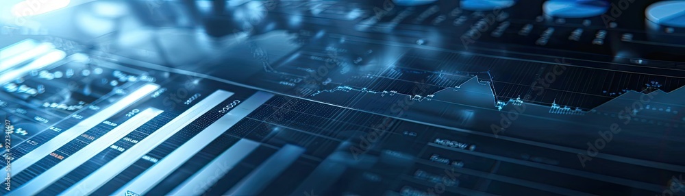 Poster Abstract technology illustration with glowing elements and digital patterns, representing data connectivity and innovation.