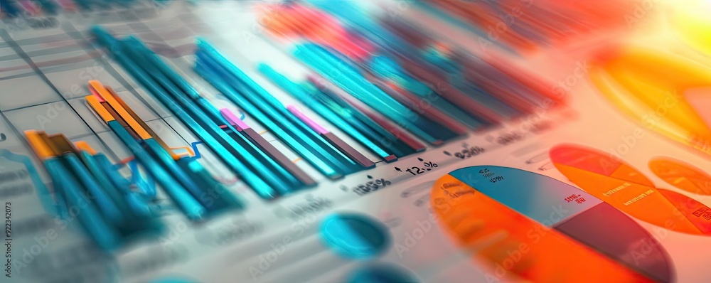 Aufkleber Vibrant data visualization with colorful charts and graphs representing complex information in a modern, dynamic design.