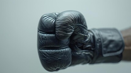 Fototapeta premium Minimalist kickboxing, single glove, white background, natural light