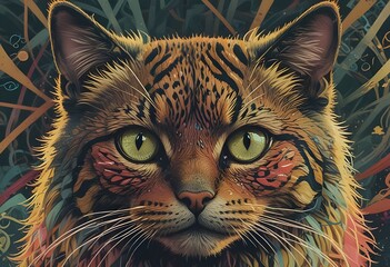 colorful drawing of a cat