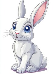 Fototapeta premium Cute White Bunny with Blue Eyes