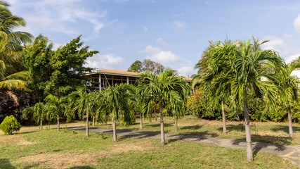 Fototapeta premium Eco-lodge at Ometepe vulcano island in southwest Nicaragua Lake Cocibolca in Nicaragua.