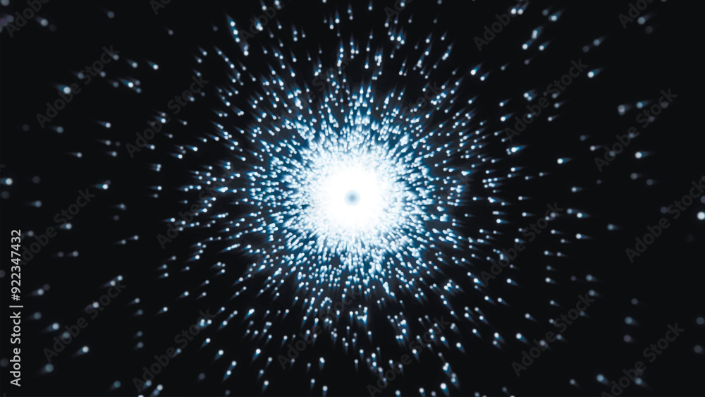 Poster bright flash. abstract digital background. data flow information. dark background with stars and lig