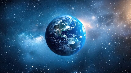 Fototapeta premium Earth from Space with Starry Milky Way