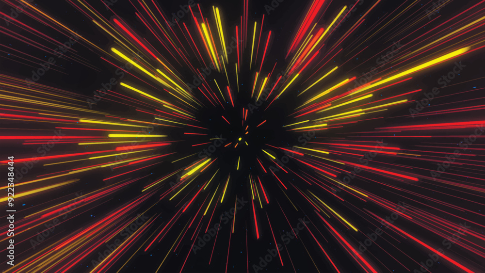 Poster abstract geometric background of radial lines. bright fireworks. data flow tunnel. explosive star. m