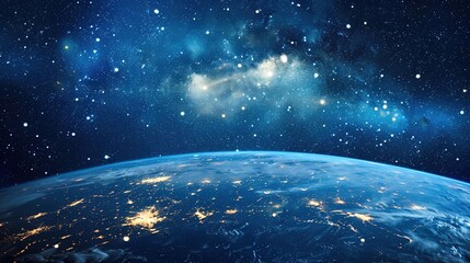 Obraz premium Earth from Space with Starry Milky Way