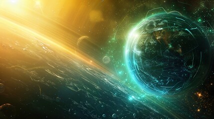 Earth from Space with Starry Milky Way