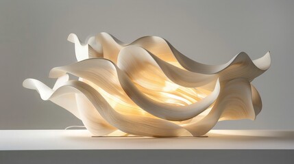 Abstract Wooden Lamp Sculpture