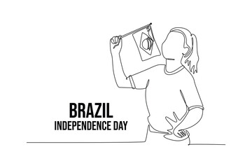 Brazil independence day concept. Single line draw design vector graphic illustration.