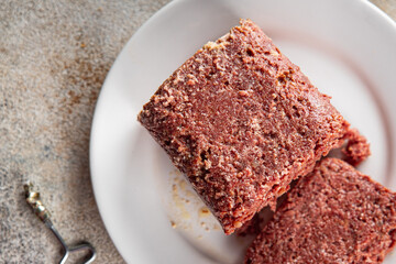 ham spam luncheon canned meat fresh meal food snack on the table copy space foodbackground rustic top view
