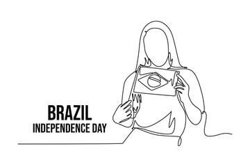 Brazil independence day concept. Single line draw design vector graphic illustration.
