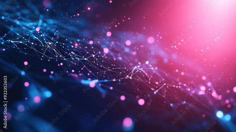 Poster abstract digital background with glowing lines and network connections in a business context.