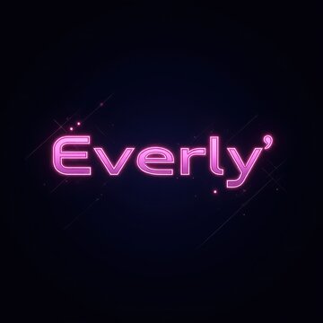 Female name logo, Everly (Luminated Pink Lettering)