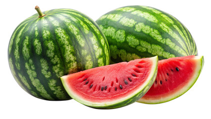Fresh juicy water melon cut fruit isolated on transparent background