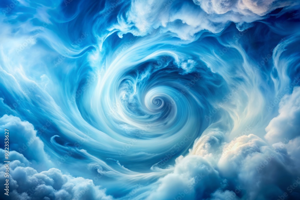Poster vibrant blue and white swirling clouds of misty fog create a mesmerizing abstract background with so