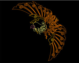 Vector sketch illustration silhouette design baground ornament floral decoration classic vintage ethnic Chinese traditional phoenix bird